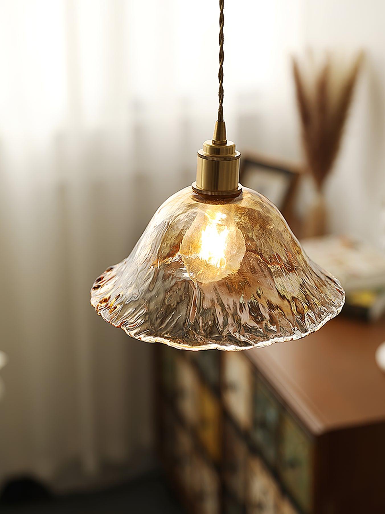 Vintage Brown Glass Pendant Light - Lamp Outdoor