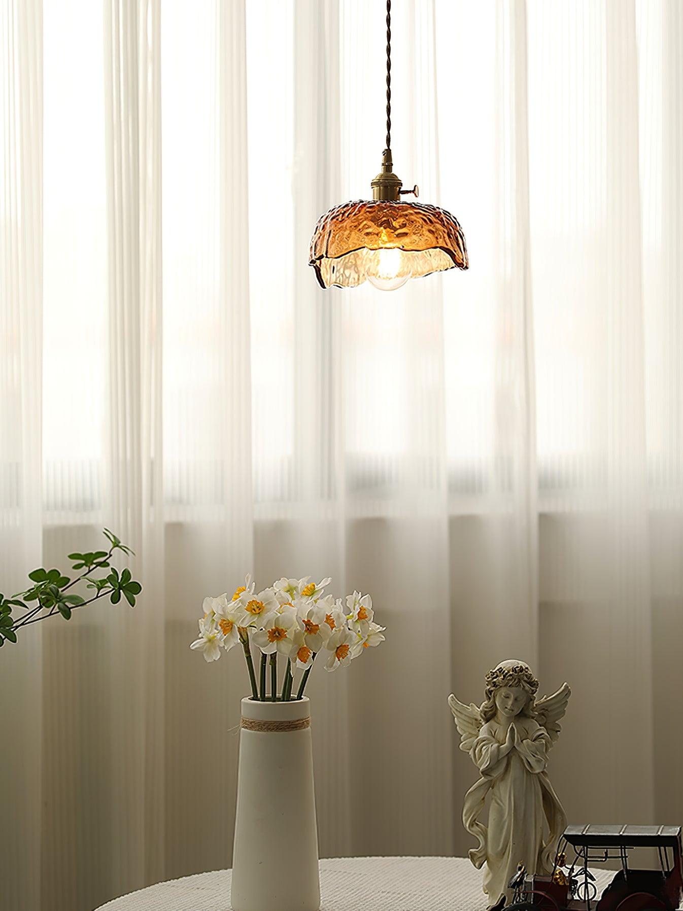 Vintage Brown Glass Pendant Light - Lamp Outdoor