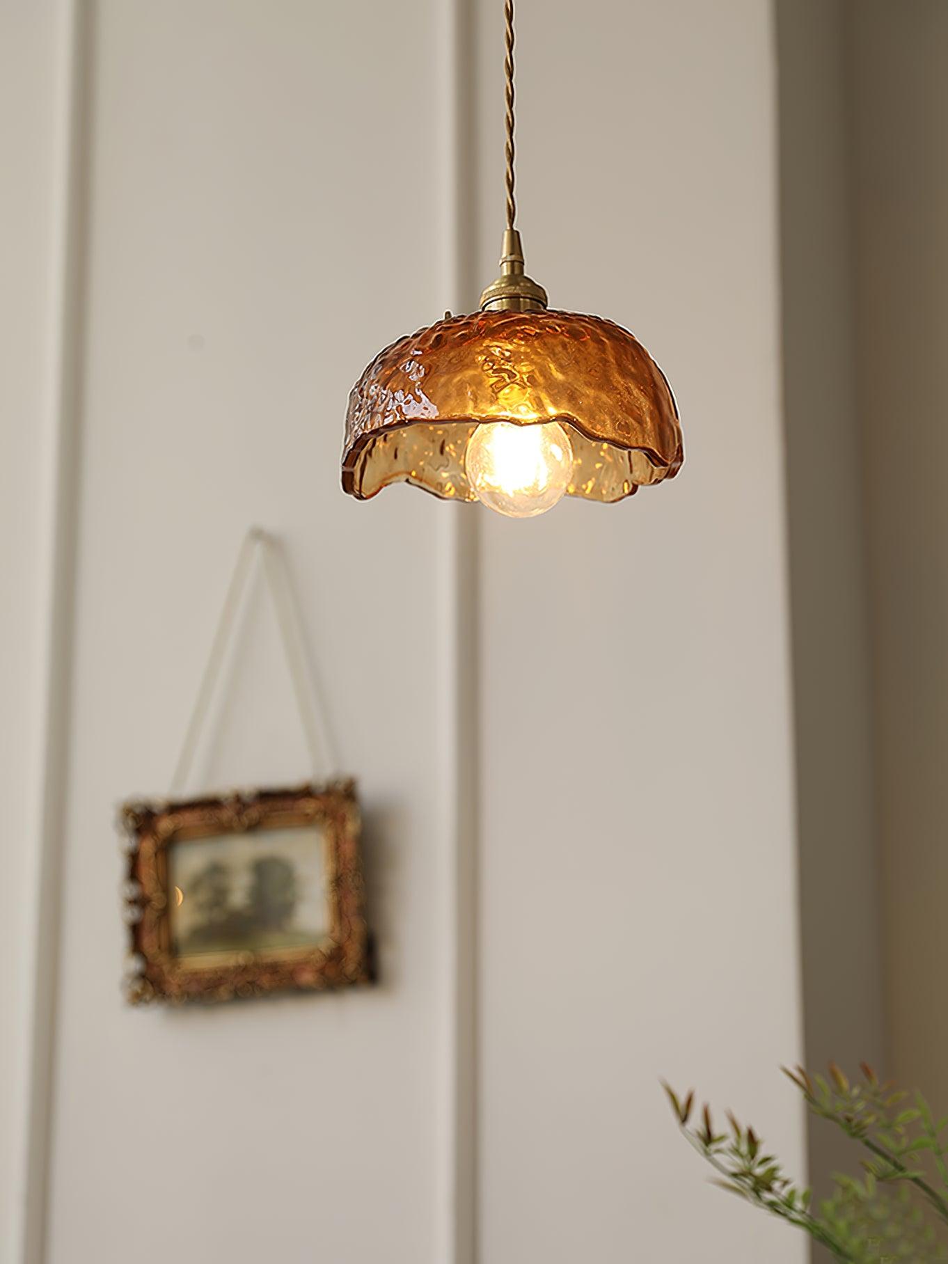 Vintage Brown Glass Pendant Light - Lamp Outdoor
