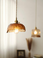 Vintage Brown Glass Pendant Light - Lamp Outdoor
