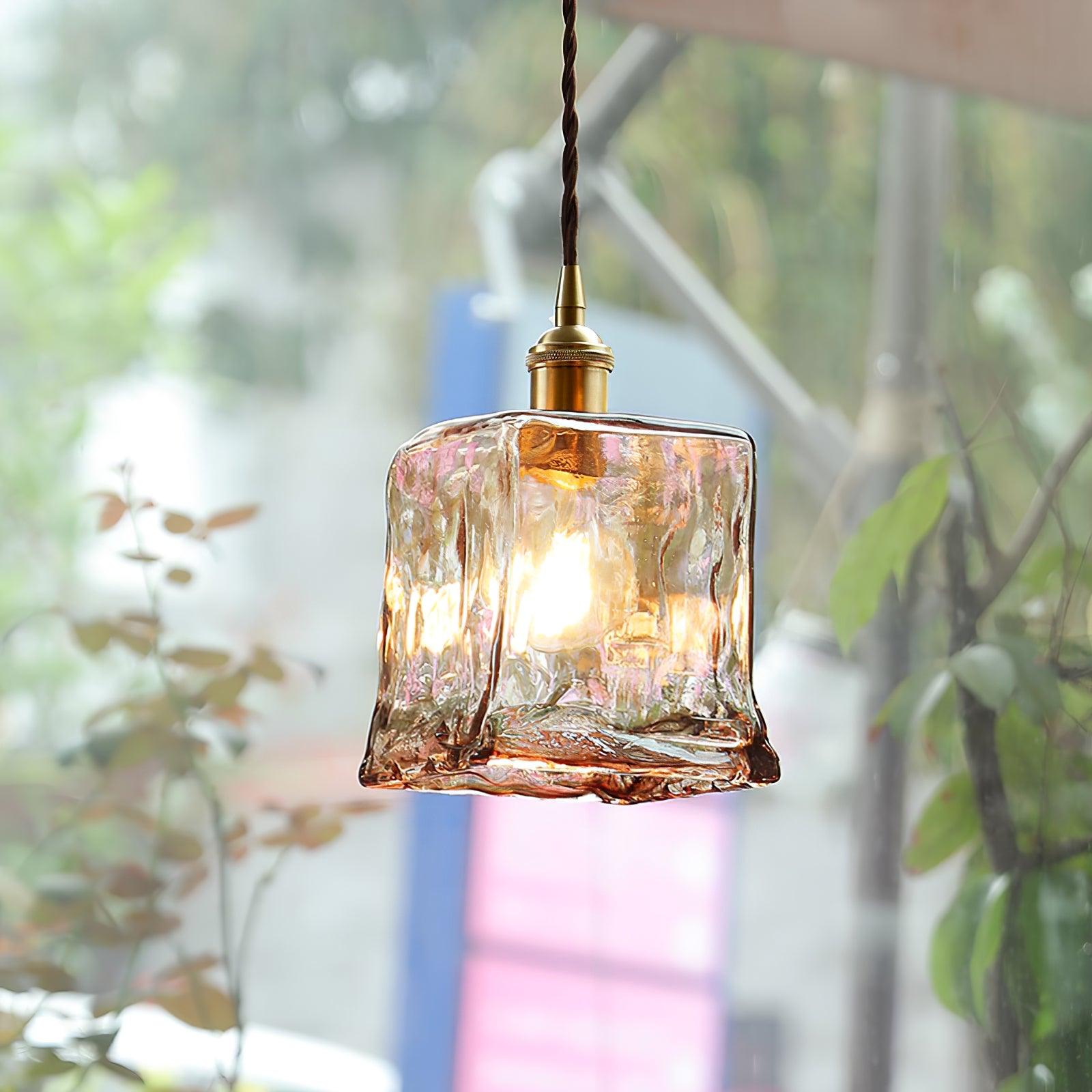 Vintage Brown Glass Pendant Light - Lamp Outdoor
