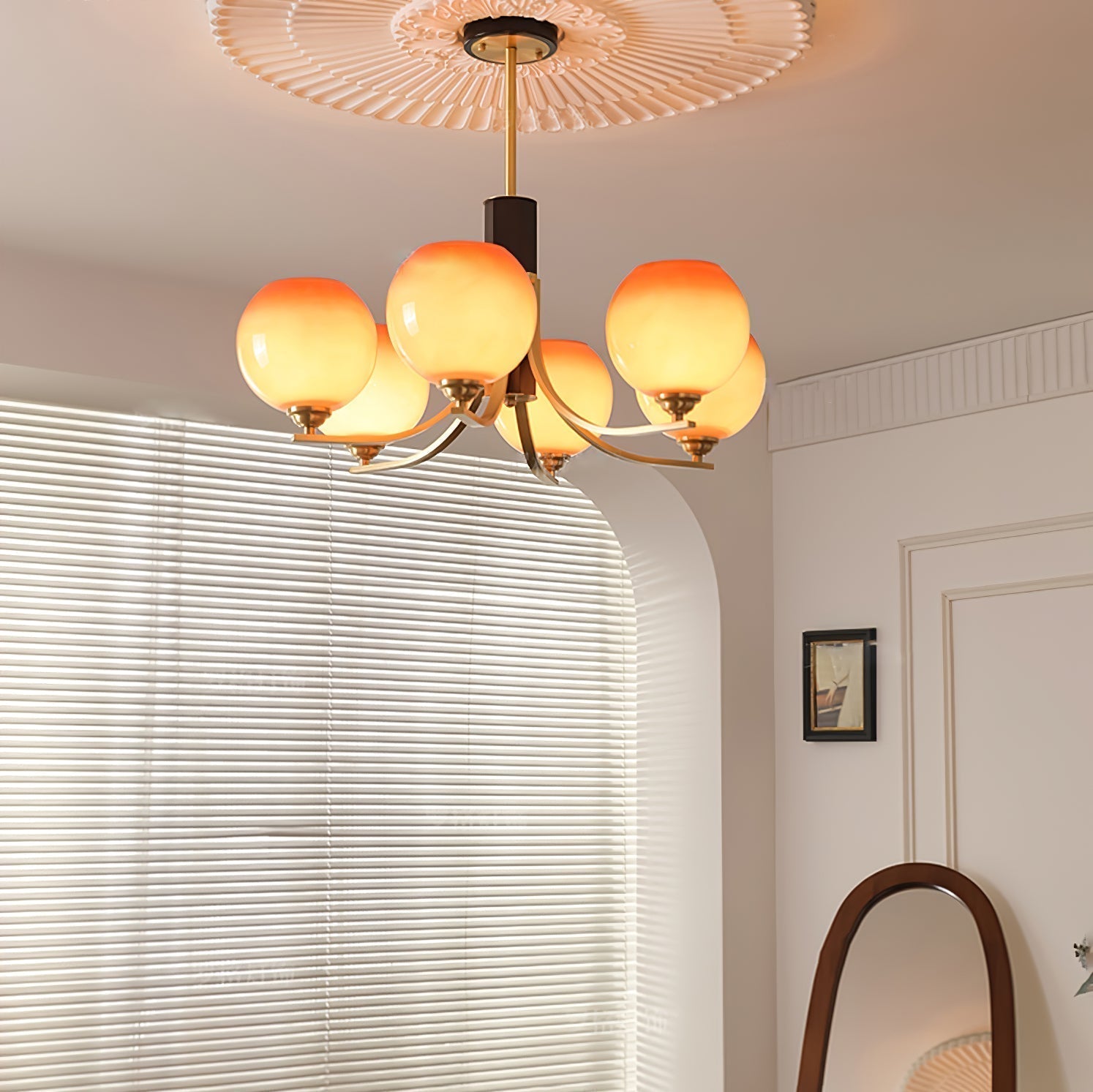 Aurora Chandelier Vintage Caramel Globe - Lamp Outdoor