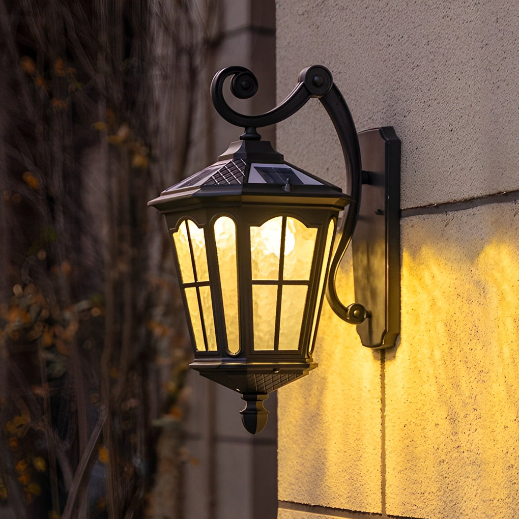 Retro Waterproof LED Aluminum Black Vintage Solar Outdoor Wall Light - Lamp Outdoor