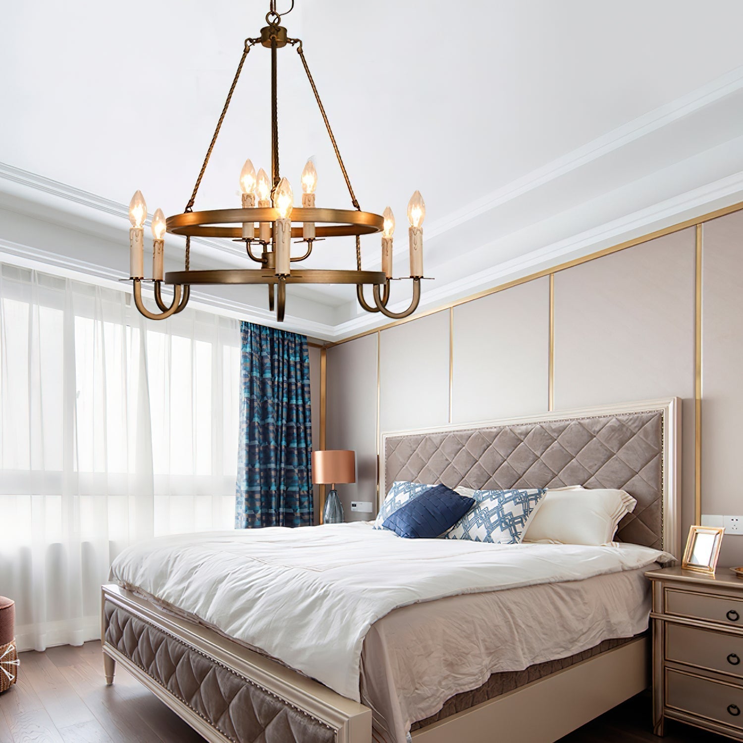 Vintara Brass Candle Chandelier - Lamp Outdoor