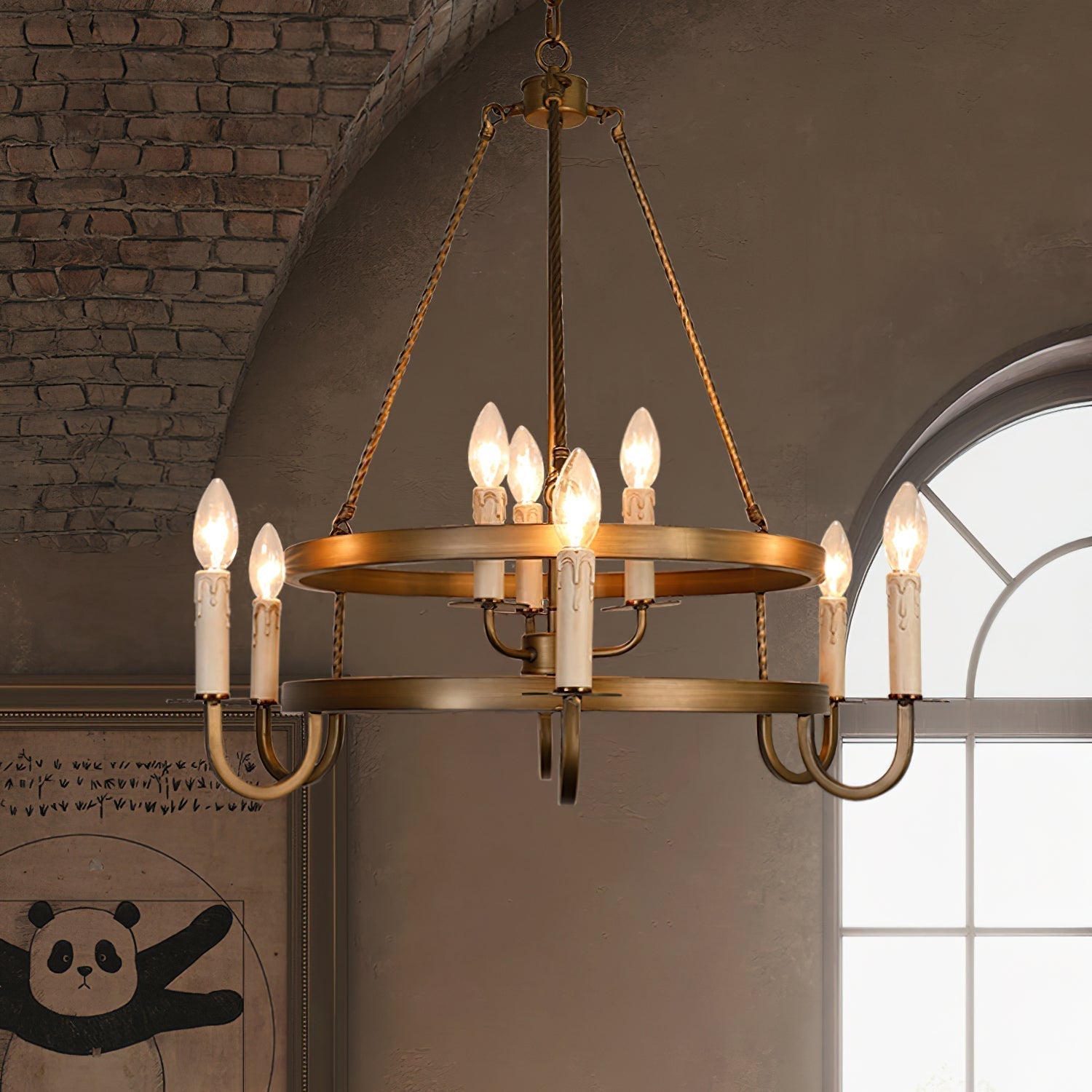 Vintara Brass Candle Chandelier - Lamp Outdoor