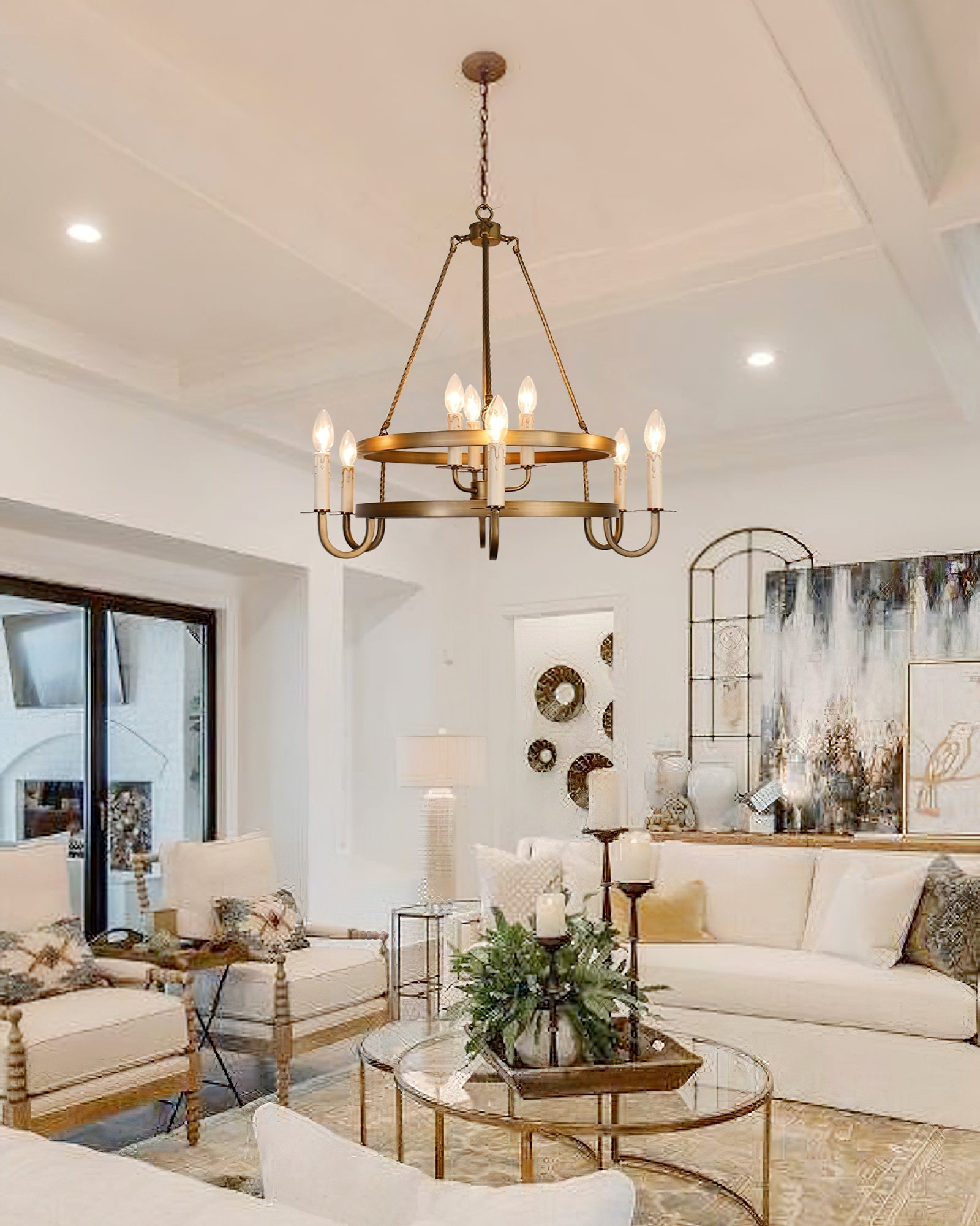 Vintara Brass Candle Chandelier - Lamp Outdoor