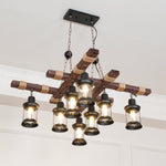 Vintage Wood Glass Chandeliers - Lamp Outdoor