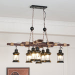 Vintage Wood Glass Chandeliers - Lamp Outdoor