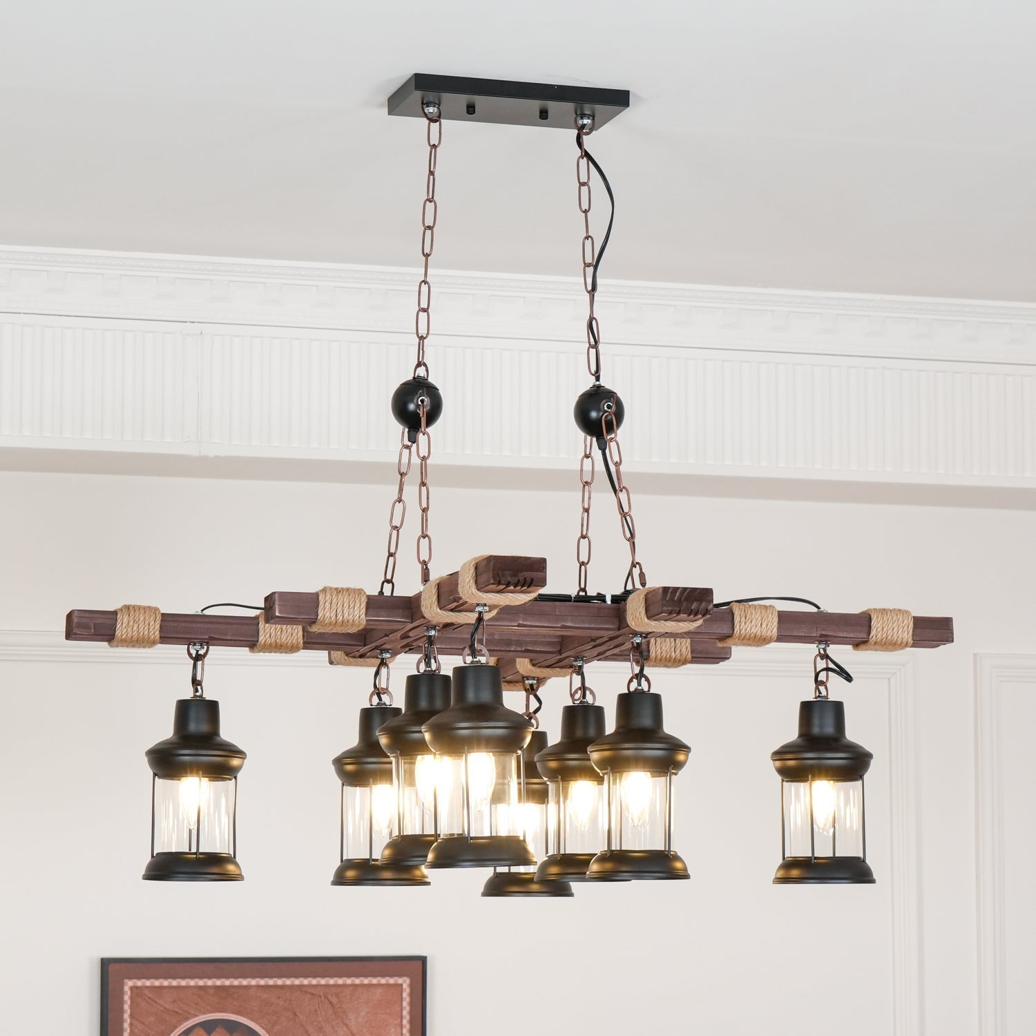 Vintage Wood Glass Chandeliers - Lamp Outdoor
