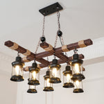 Vintage Wood Glass Chandeliers - Lamp Outdoor