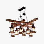 Vintage Wood Glass Chandeliers - Lamp Outdoor