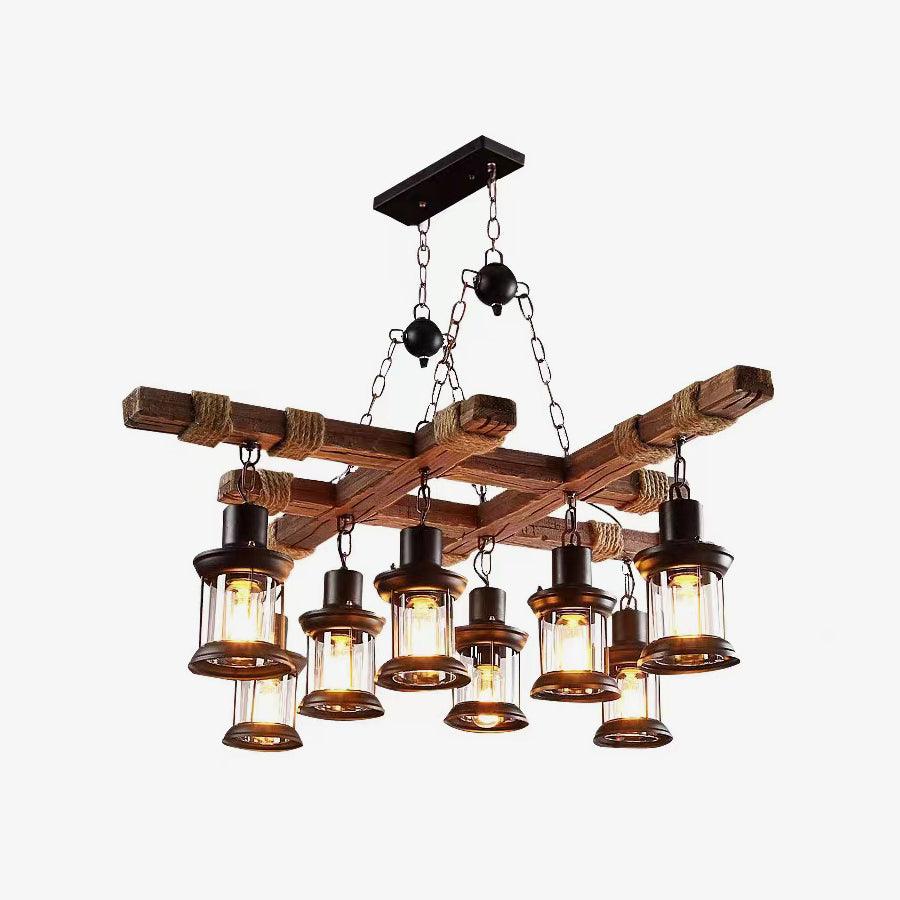 Vintage Wood Glass Chandeliers - Lamp Outdoor