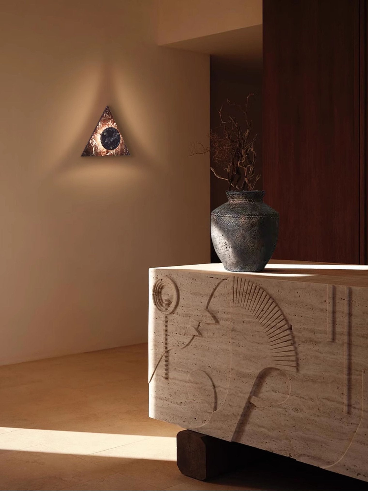 Pyramid Rustic Marble Wall Light - Lamp Outdoor