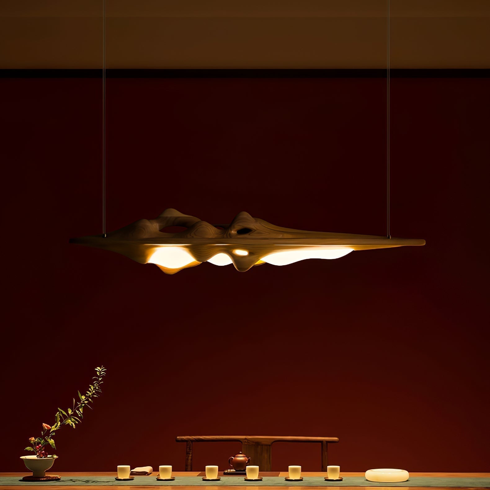 Ulsorira Topographic Wood Pendant Light - Lamp Outdoor