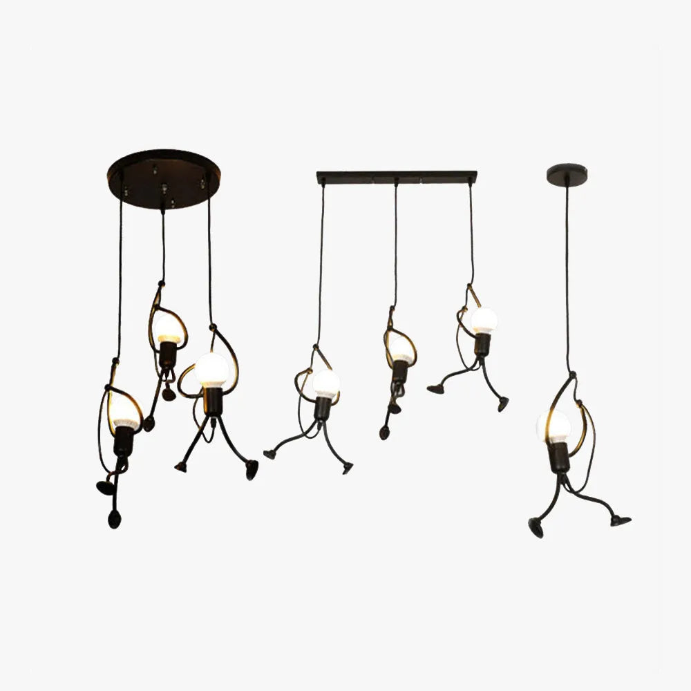Miro Retro Modern Iron Man Pendant Light, Black - Lamp Outdoor
