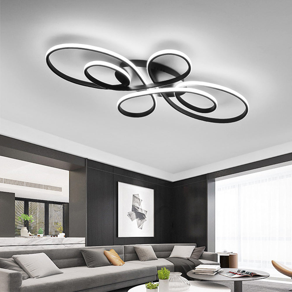 Brisa Modern LED Multi Rings Flush Mount Ceiling Light, Brown/White - Lamp Outdoor