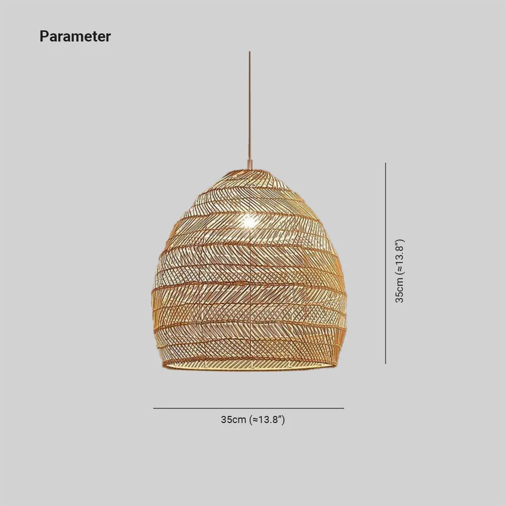 Lian Rattan Bamboo Lampshade Hand Knitted Pendant Light - Lamp Outdoor