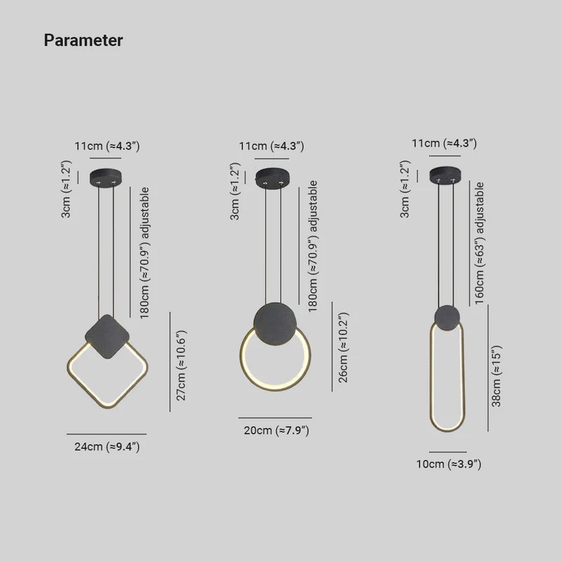 Doria Modern LED Pendant Light Black/White Metal Living Room - Lamp Outdoor