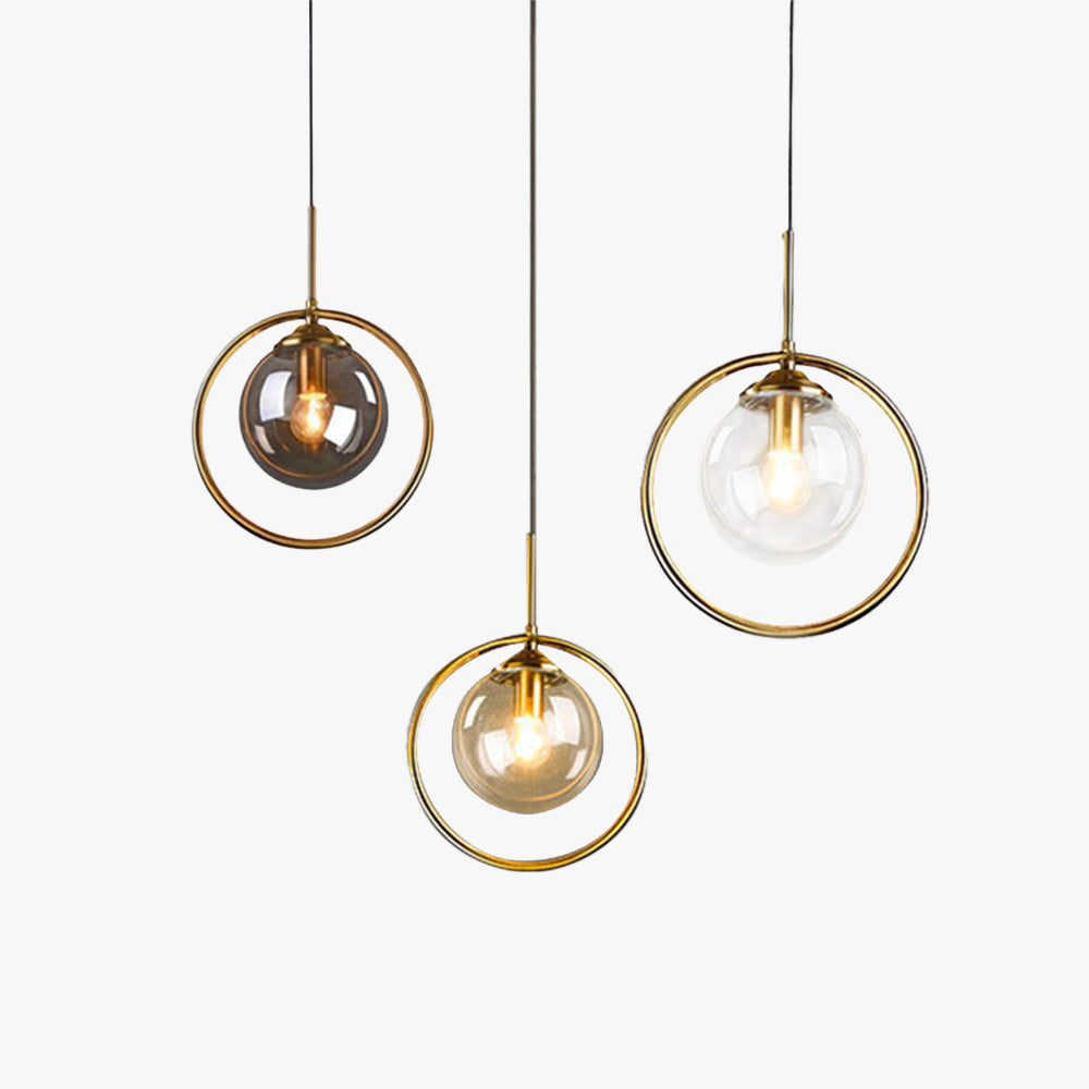 Zoey Glass Pendant Light with a Metal Ring - Lamp Outdoor