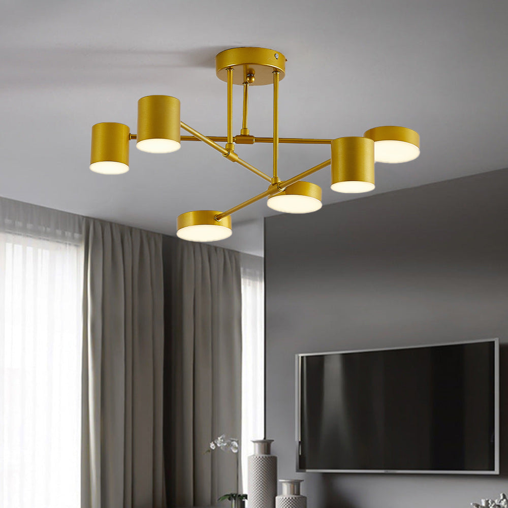 Quor LED Flush Ceiling Light, Black/White/Gold 6 Head - Lamp Outdoor