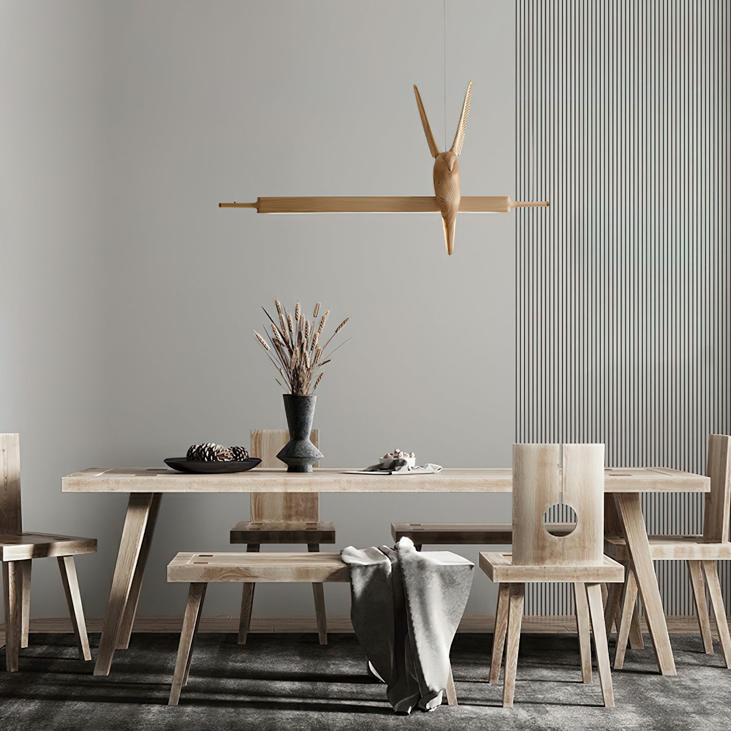 Varinisra Sculptural Oak Pendant Light - Lamp Outdoor
