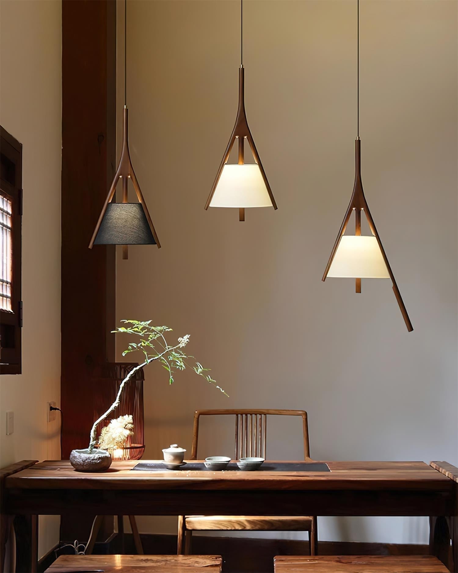 Zovenarae Triangular Wood Pendant Light - Lamp Outdoor