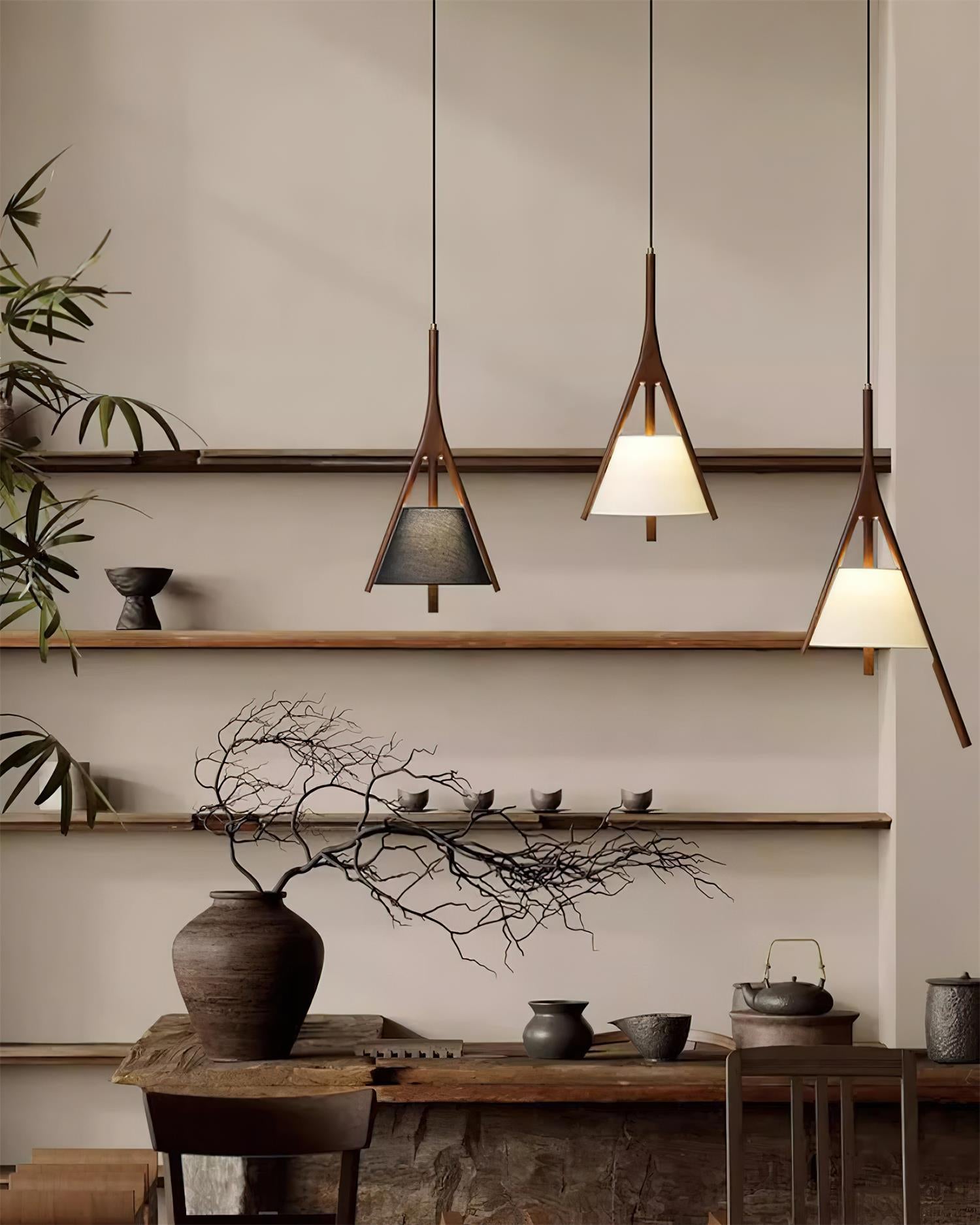Zovenarae Triangular Wood Pendant Light - Lamp Outdoor