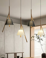 Zovenarae Triangular Wood Pendant Light - Lamp Outdoor