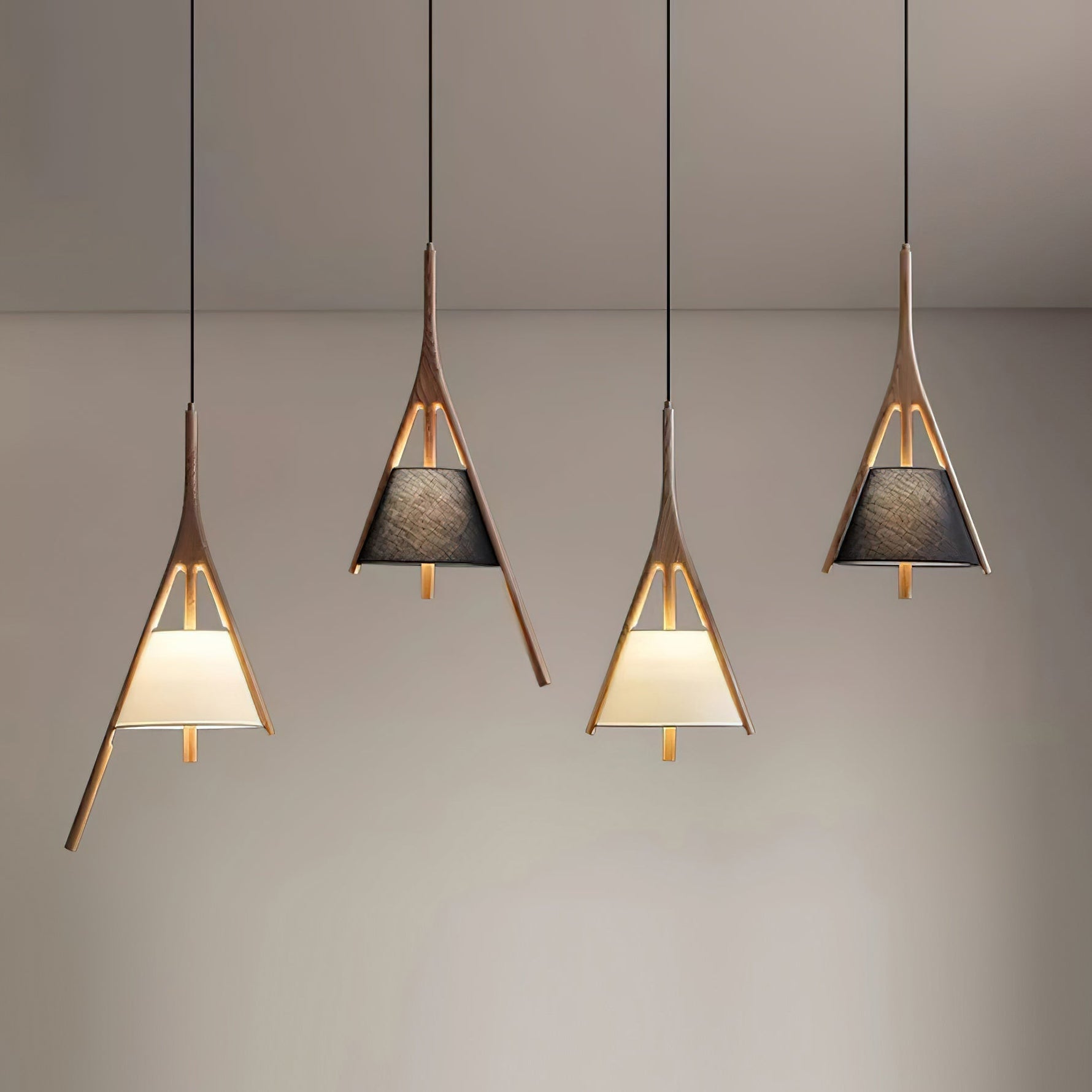 Zovenarae Triangular Wood Pendant Light - Lamp Outdoor