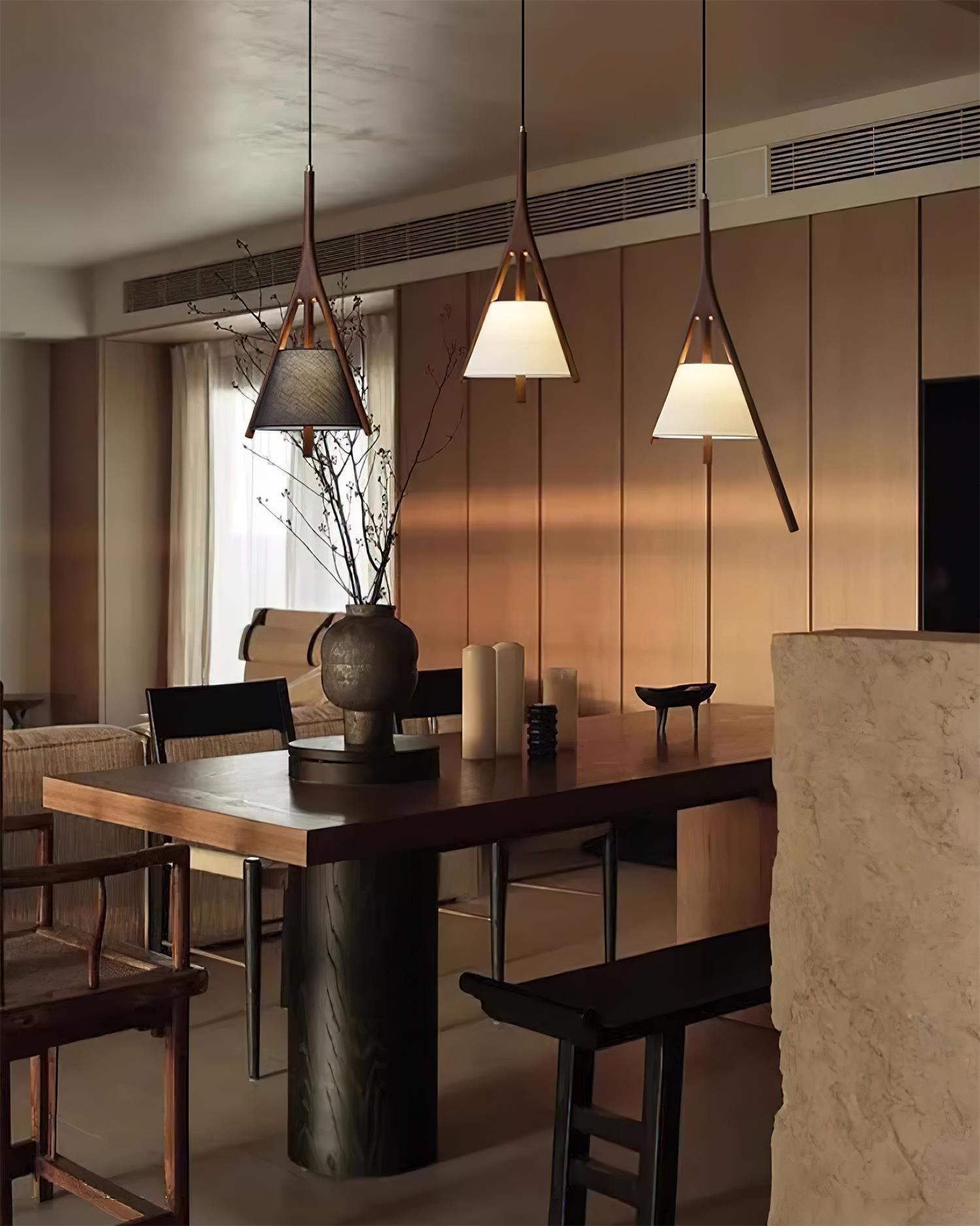 Zovenarae Triangular Wood Pendant Light - Lamp Outdoor