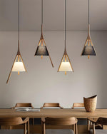 Zovenarae Triangular Wood Pendant Light - Lamp Outdoor