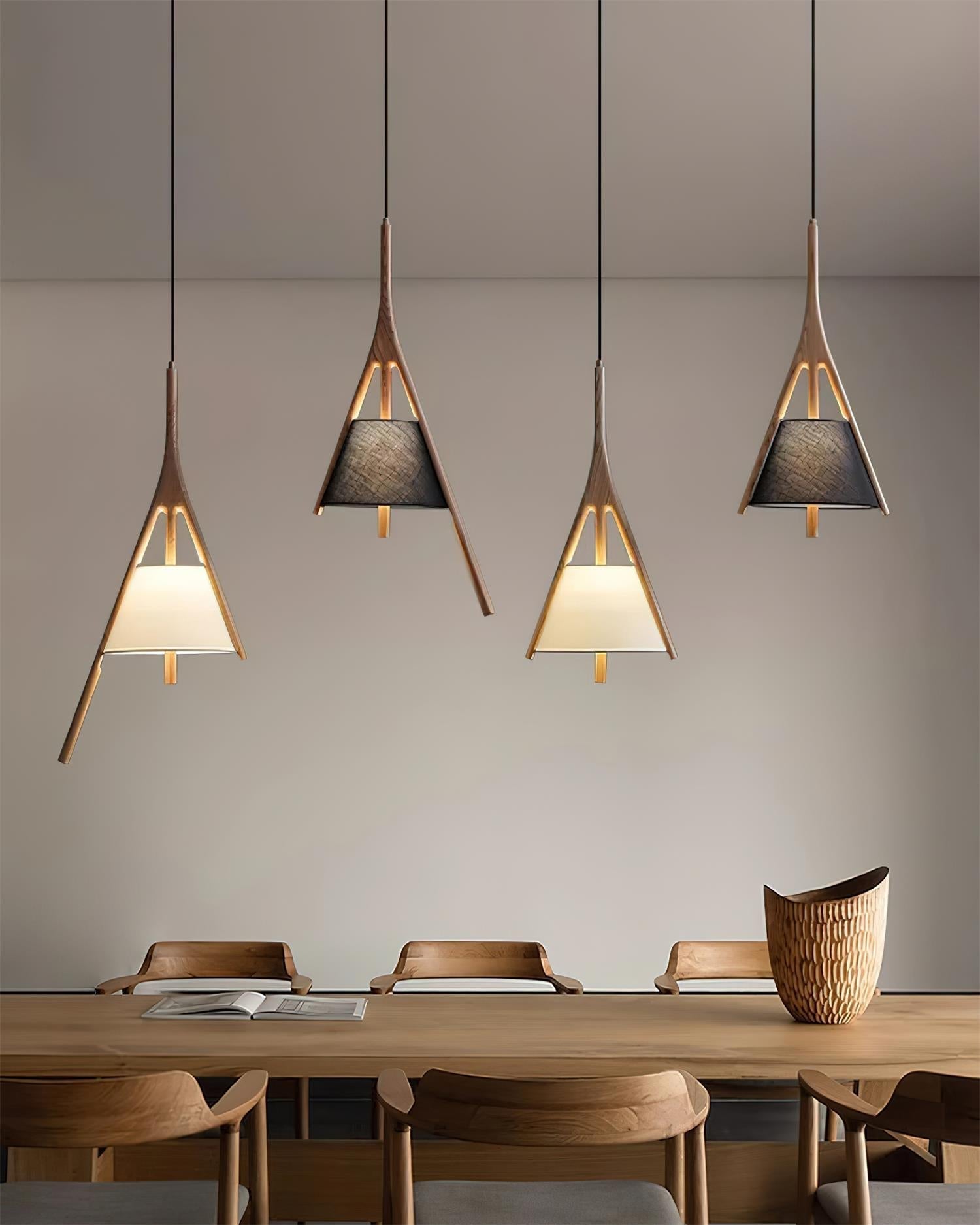 Zovenarae Triangular Wood Pendant Light - Lamp Outdoor