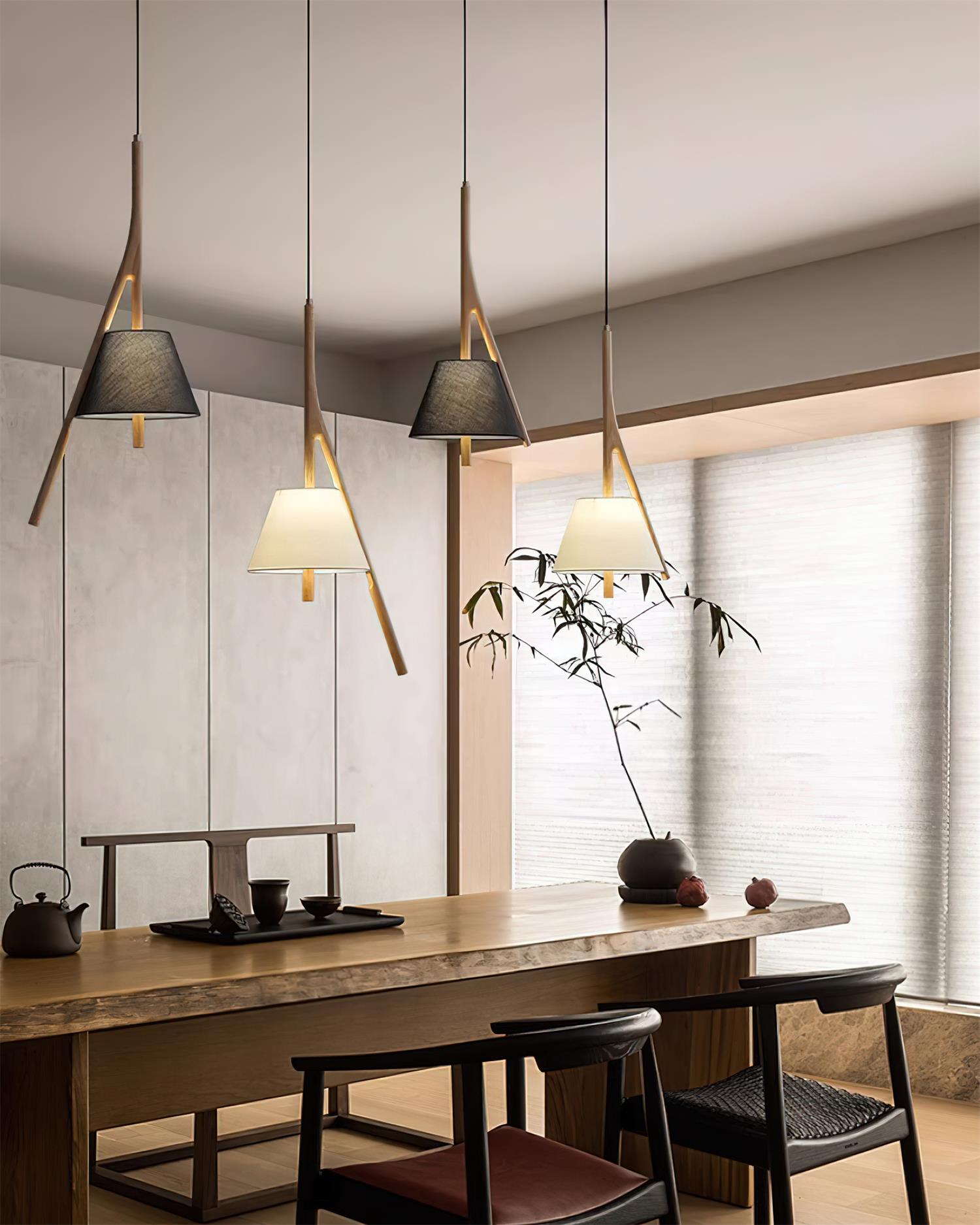 Zovenarae Triangular Wood Pendant Light - Lamp Outdoor