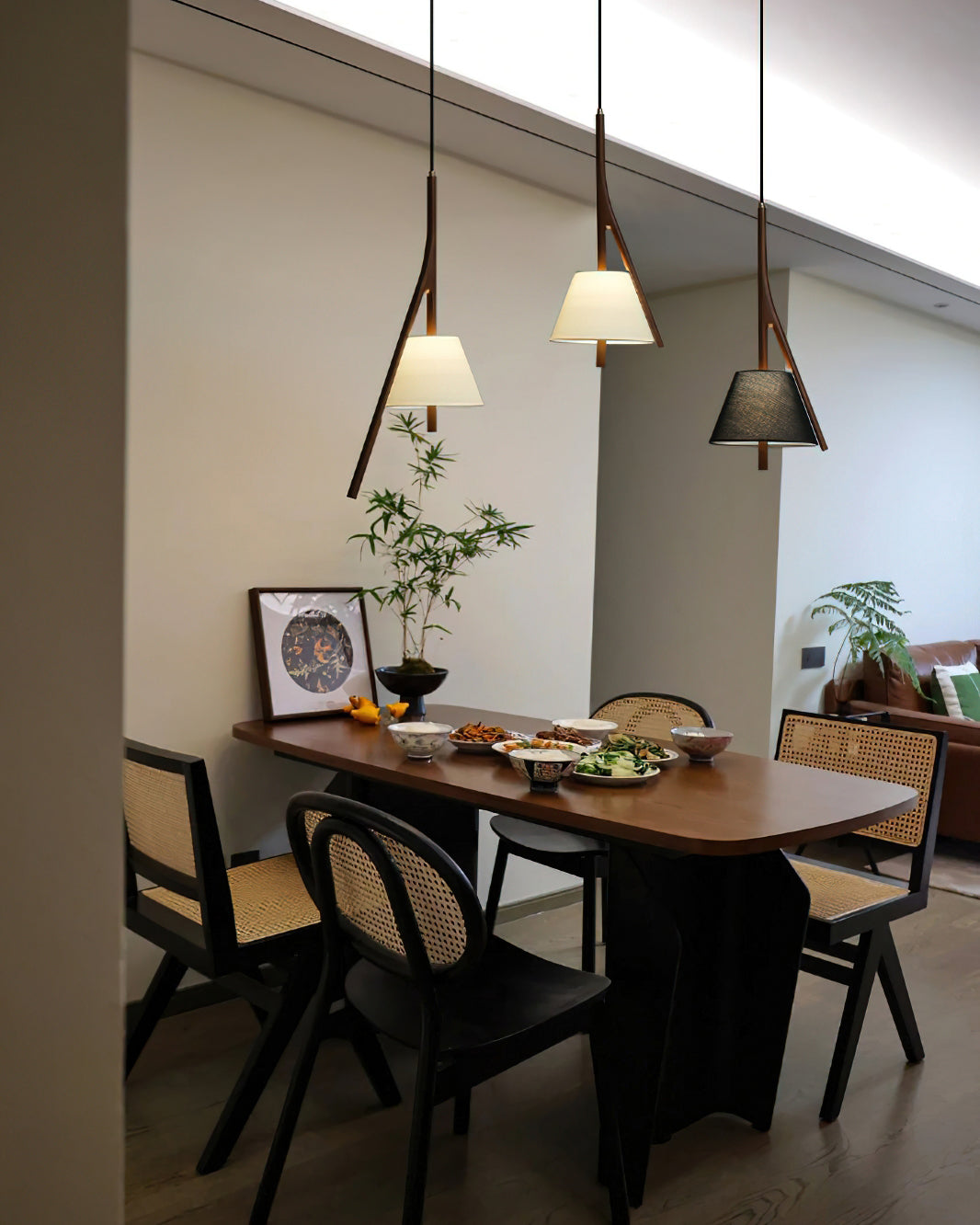 Zovenarae Triangular Wood Pendant Light - Lamp Outdoor