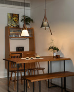 Zovenarae Triangular Wood Pendant Light - Lamp Outdoor