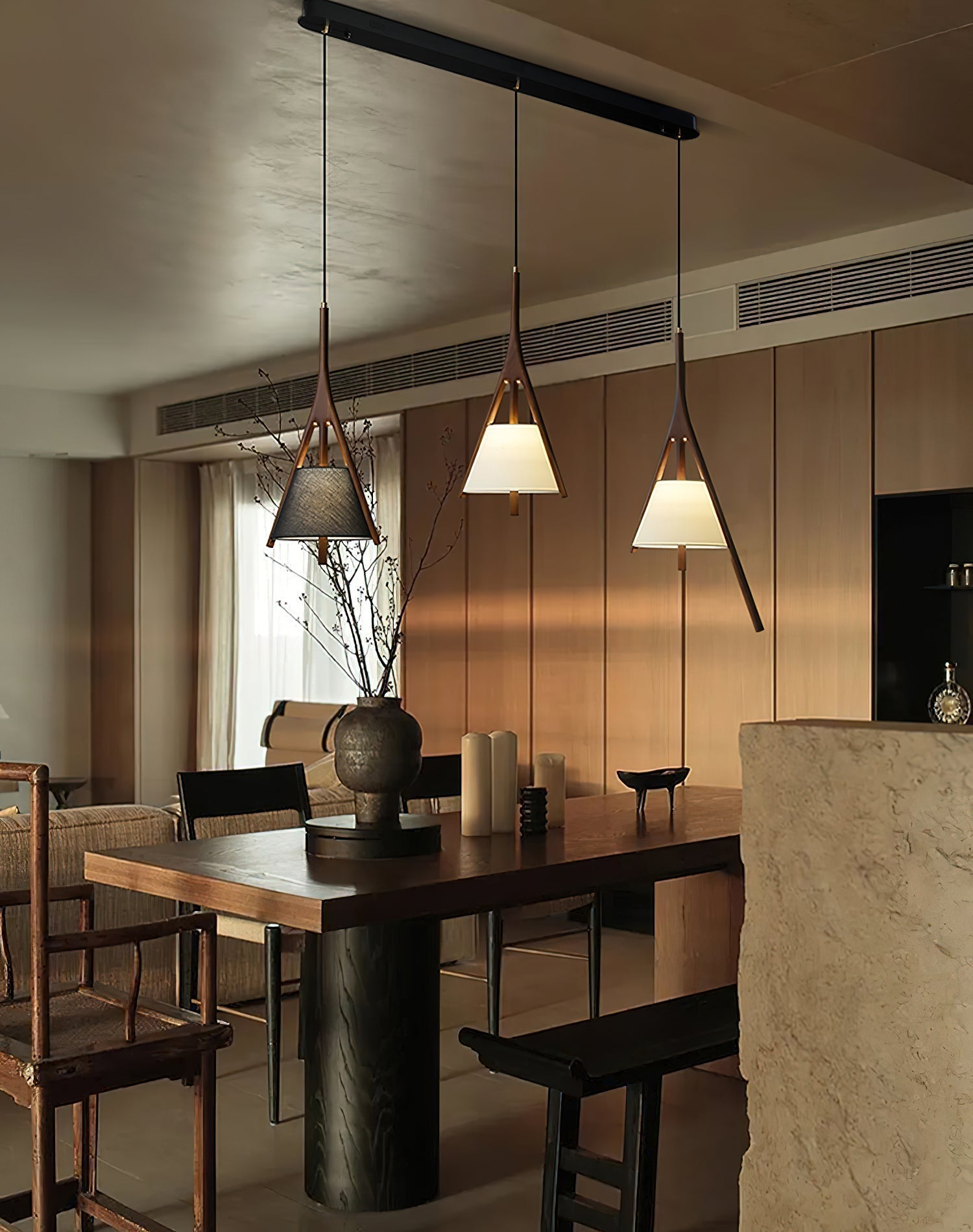 Zovenarae Triangular Wood Pendant Light - Lamp Outdoor