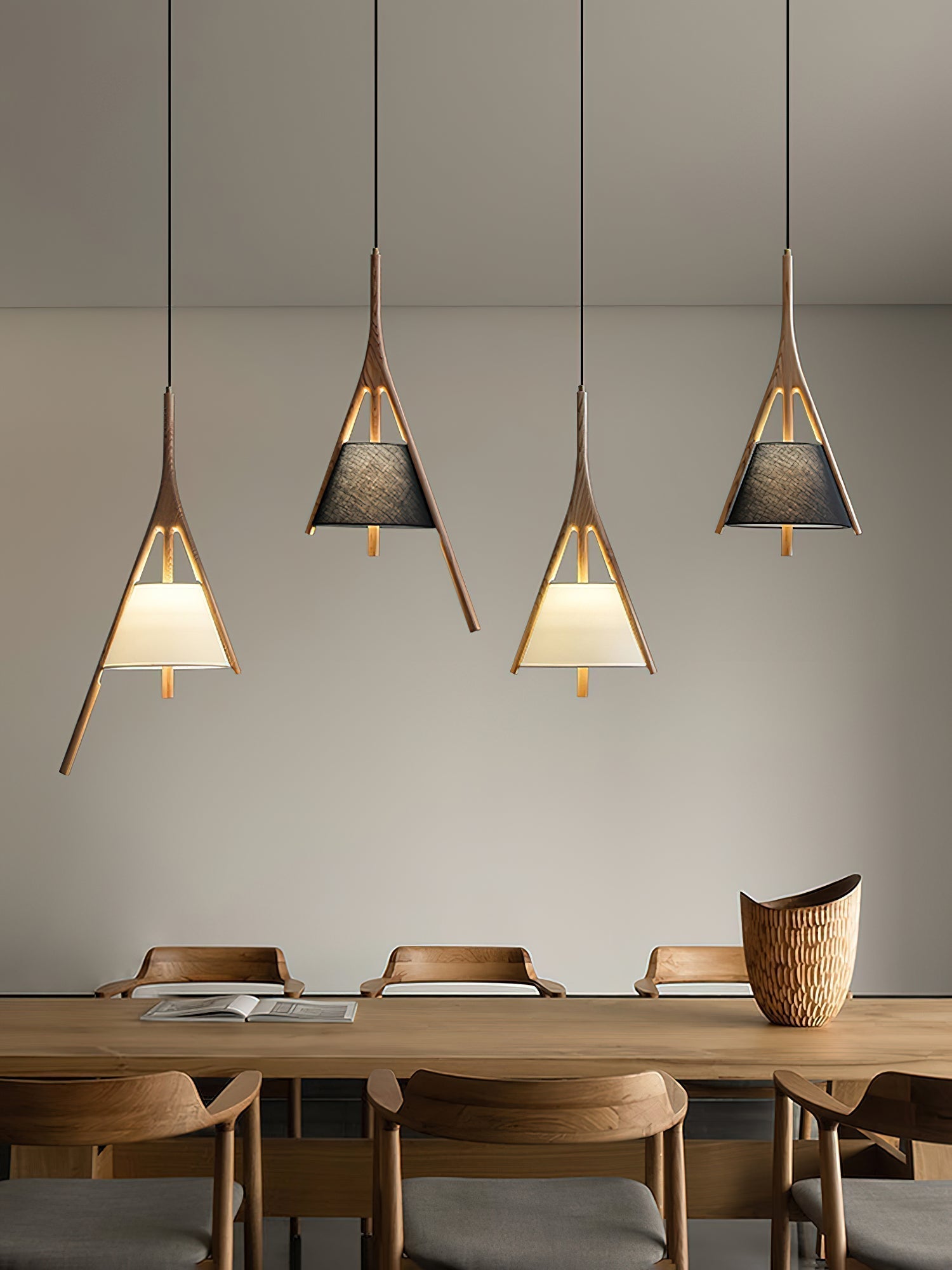 Zovenarae Triangular Wood Pendant Light - Lamp Outdoor