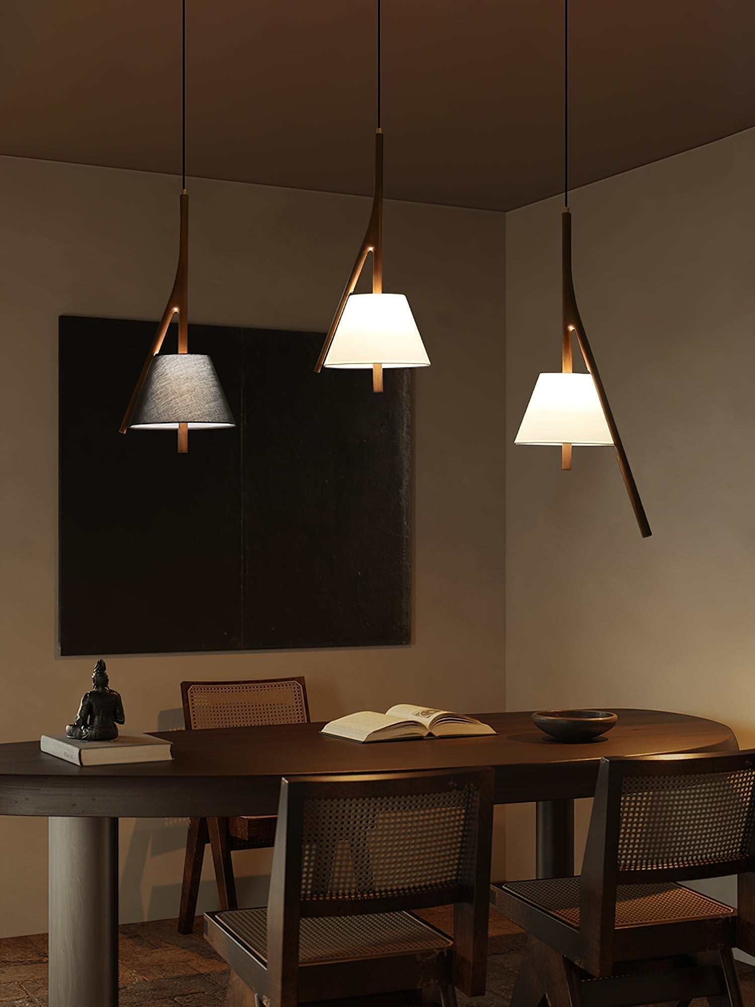 Zovenarae Triangular Wood Pendant Light - Lamp Outdoor