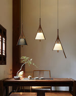 Zovenarae Triangular Wood Pendant Light - Lamp Outdoor