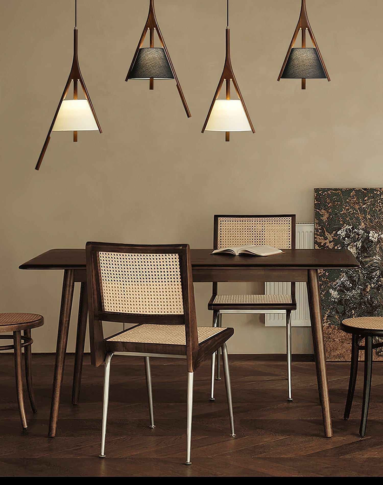 Zovenarae Triangular Wood Pendant Light - Lamp Outdoor