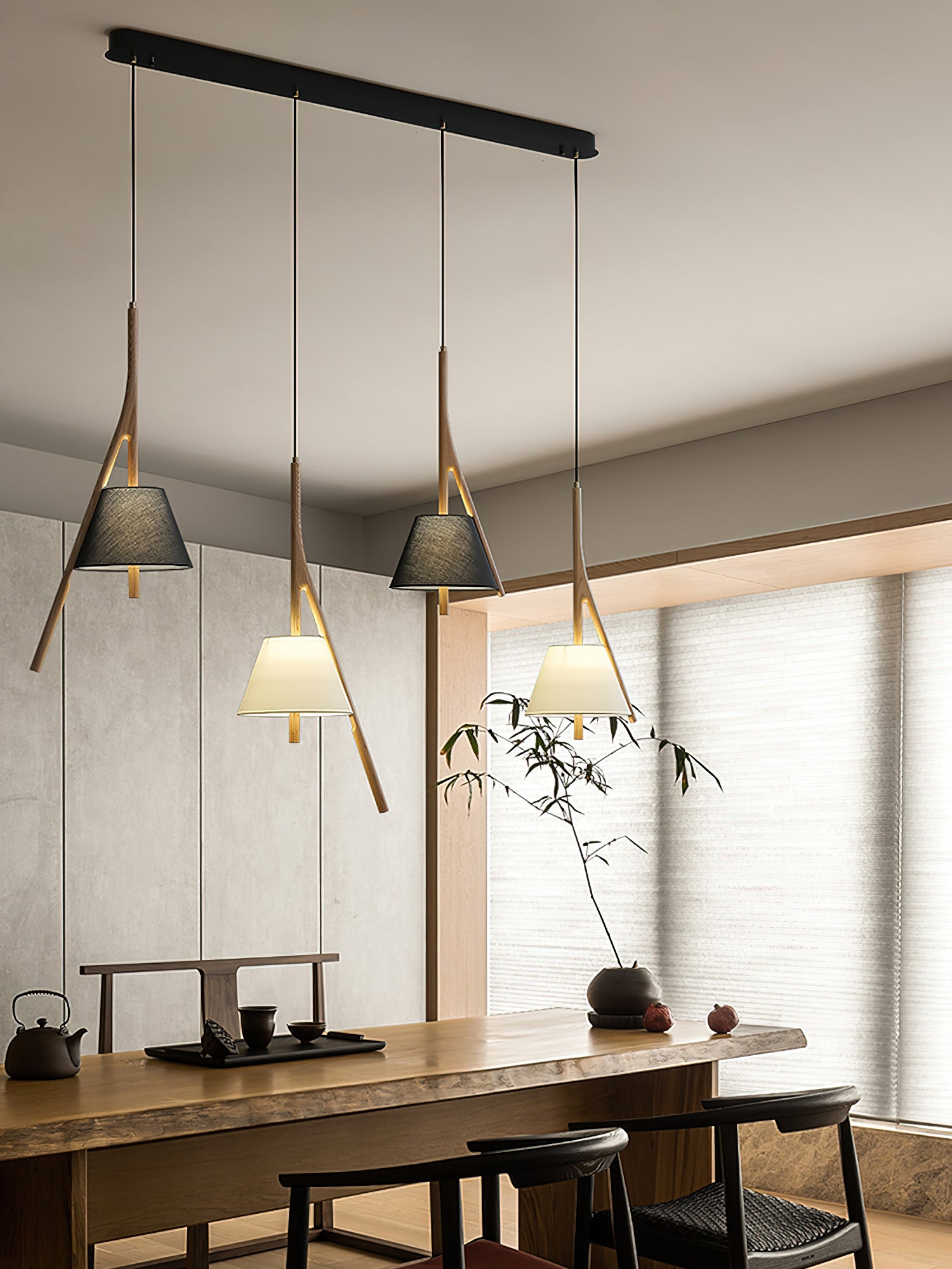 Zovenarae Triangular Wood Pendant Light - Lamp Outdoor
