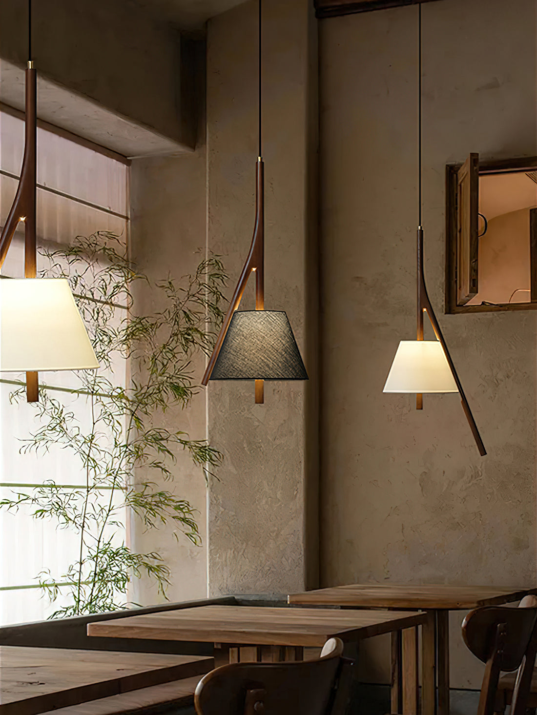 Zovenarae Triangular Wood Pendant Light - Lamp Outdoor