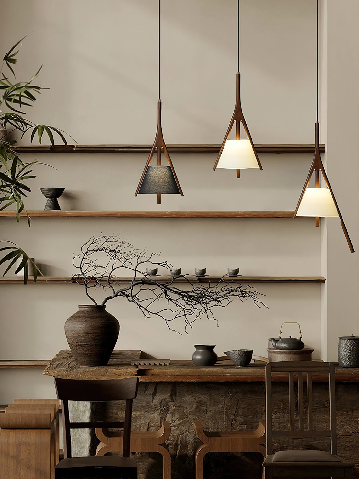 Zovenarae Triangular Wood Pendant Light - Lamp Outdoor