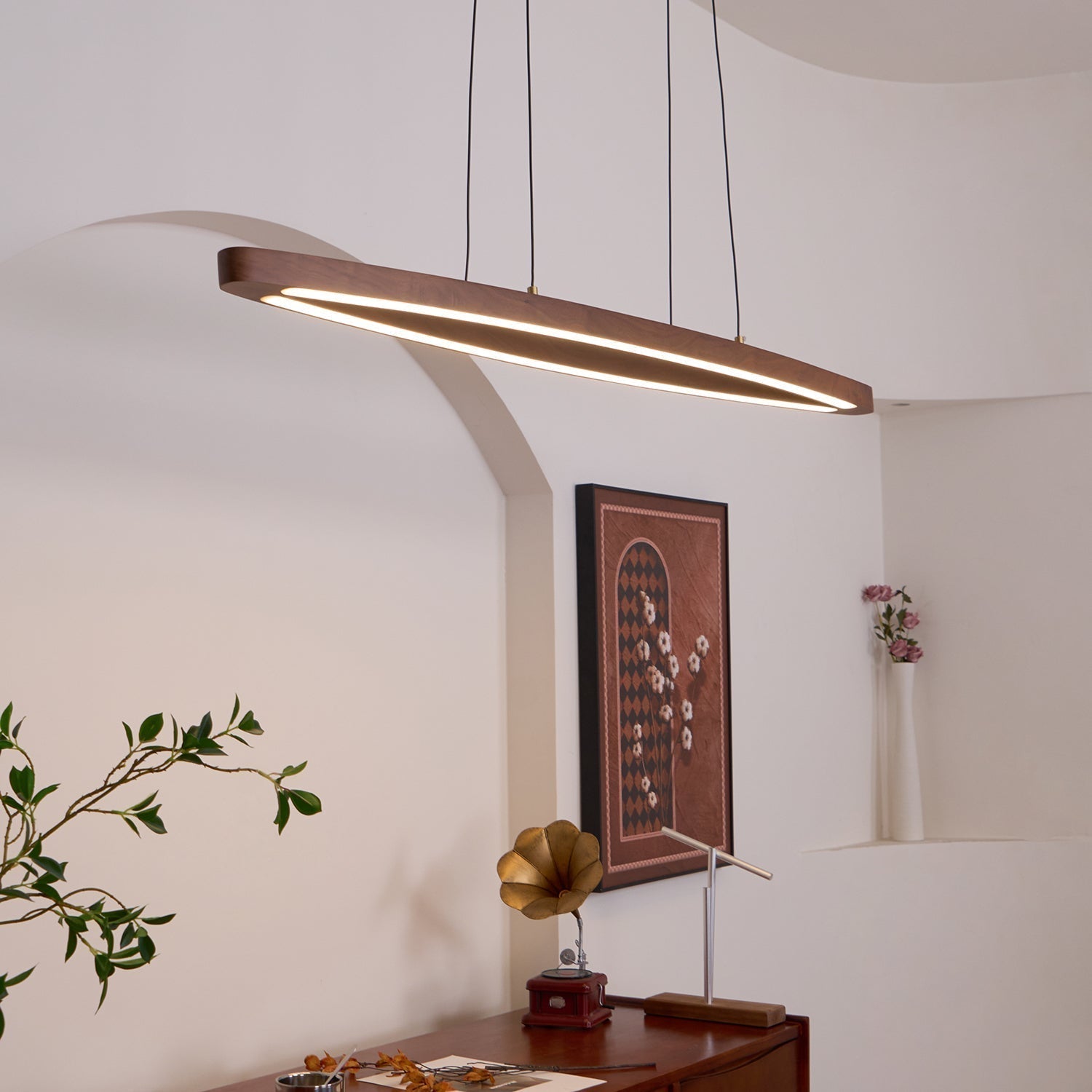 Walnut Arc Linear Pendant Lamp - Lamp Outdoor