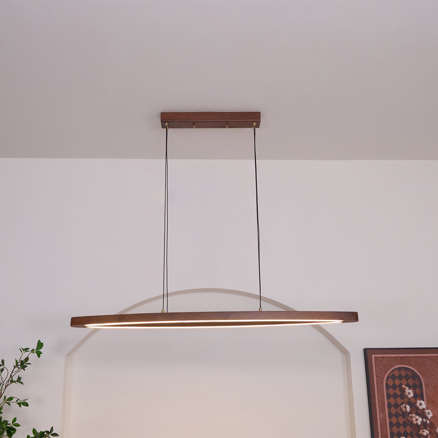 Walnut Arc Linear Pendant Lamp - Lamp Outdoor
