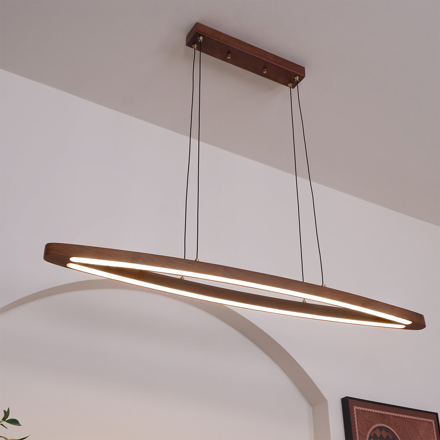 Walnut Arc Linear Pendant Lamp - Lamp Outdoor