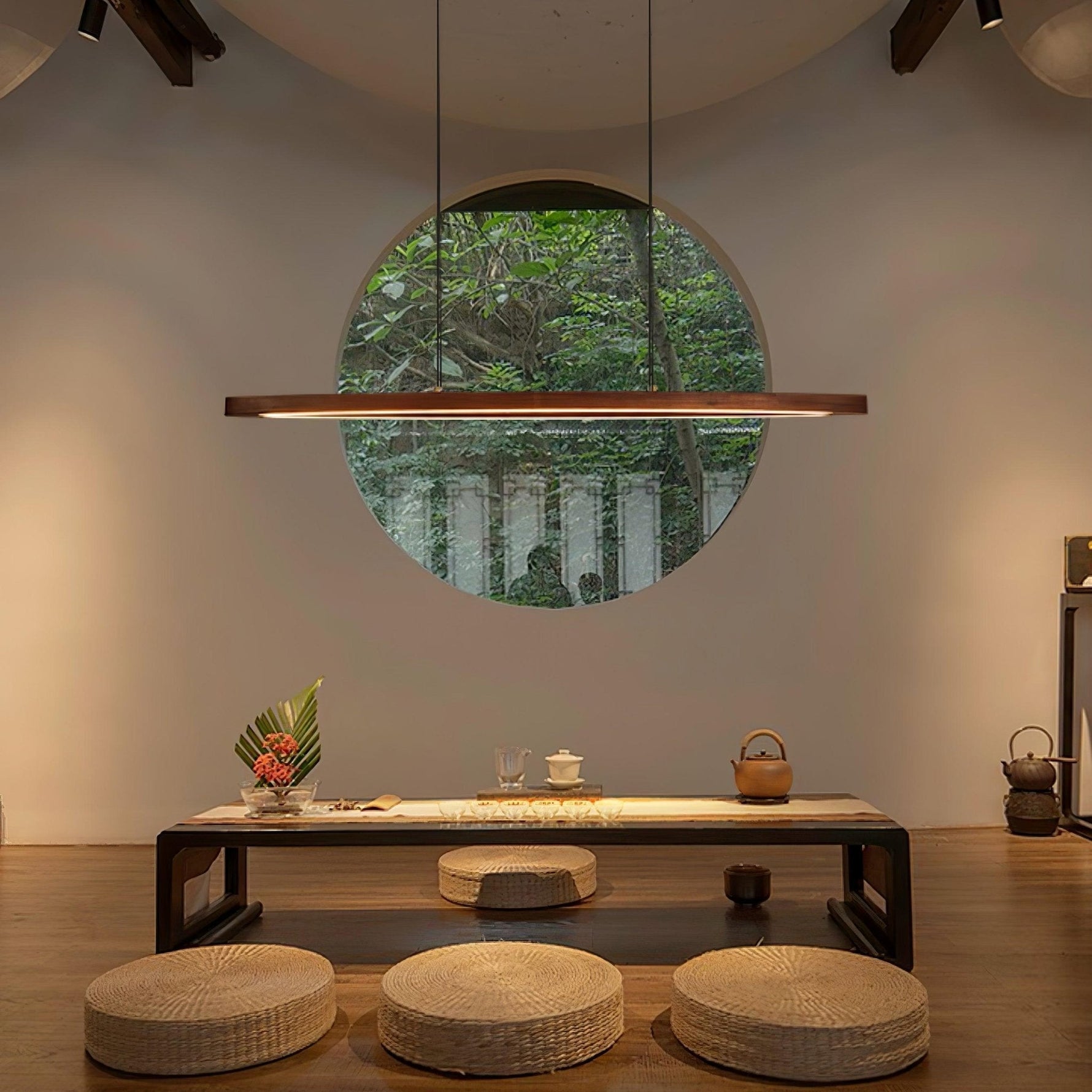 Walnut Arc Linear Pendant Lamp - Lamp Outdoor