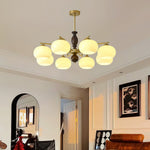 Aurora Chandelier Walnut Beige Orb - Lamp Outdoor