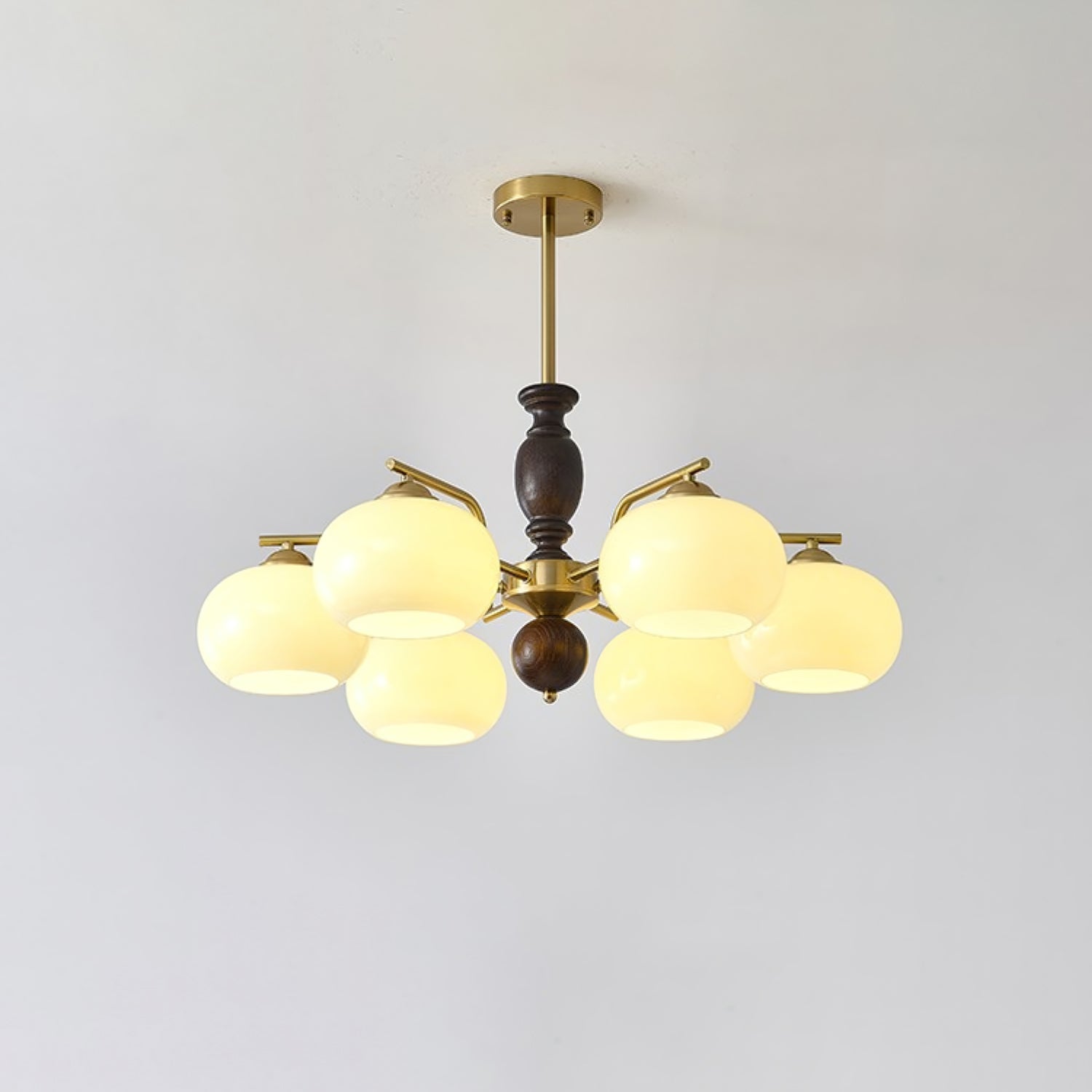 Aurora Chandelier Walnut Beige Orb - Lamp Outdoor