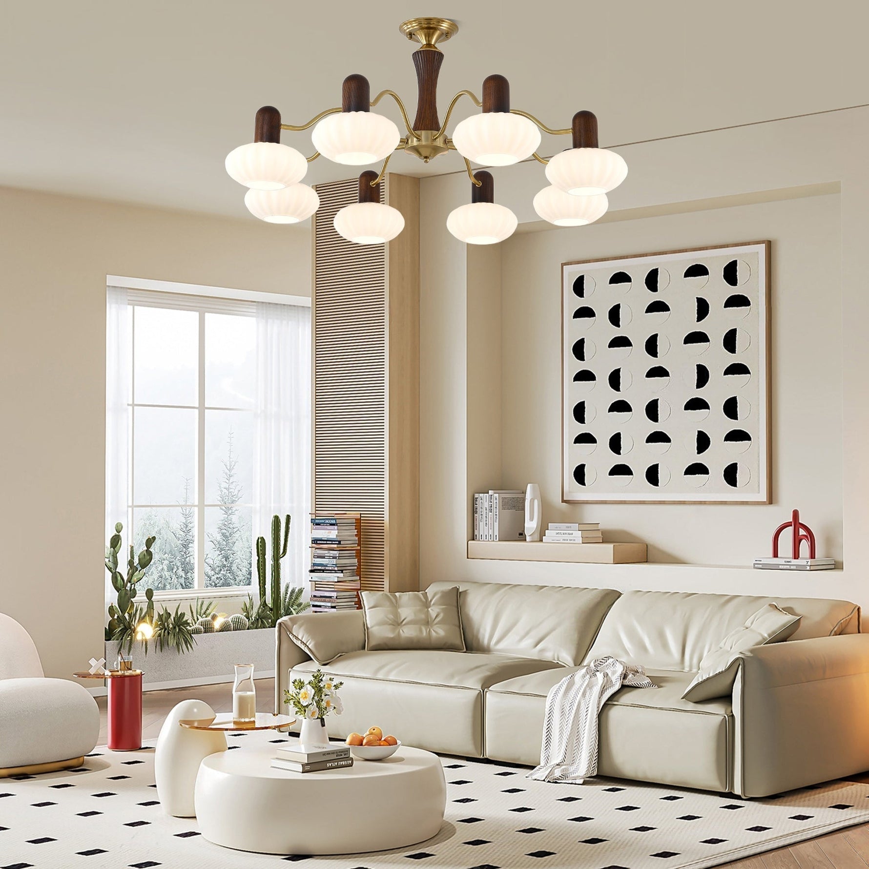 Aurora Chandelier Walnut Embrace White Finish - Lamp Outdoor
